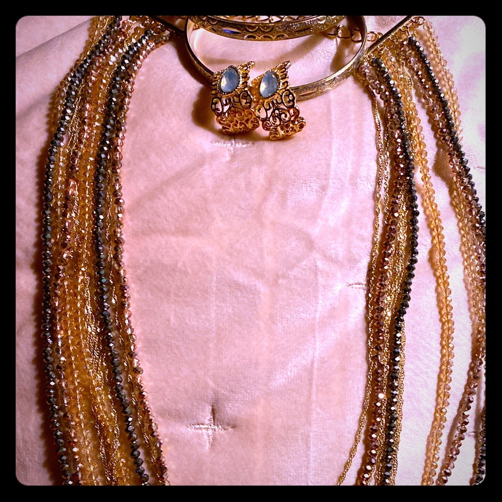 Goldplated multistrand necklace earrings bracelets